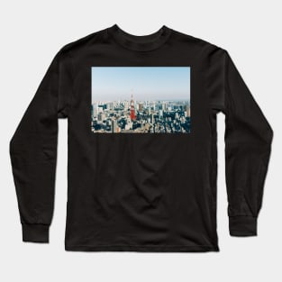 Tokyo Cityscape With Tokyo Tower on Sunny Day Long Sleeve T-Shirt